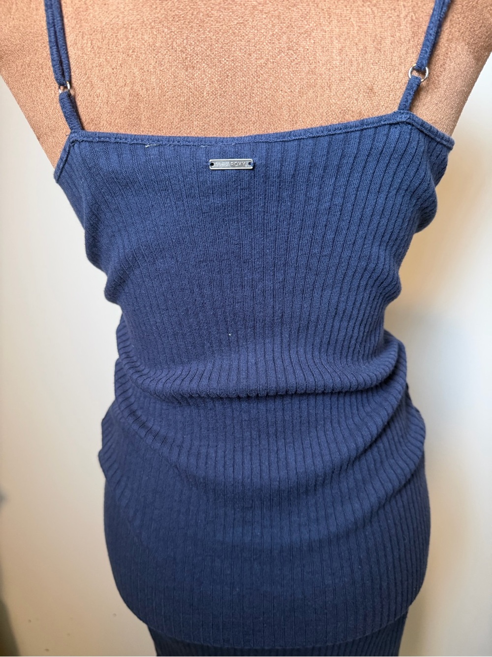 ROXY Navy Ribbed Lace-Up Ribbed Dress - Picture 14 of 17
